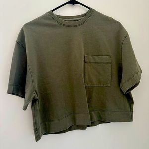 Army/Olive green Athleta Cropped Short Sleeve